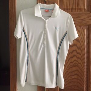 Puma White Polo Shirt with Blue and Orange Accents